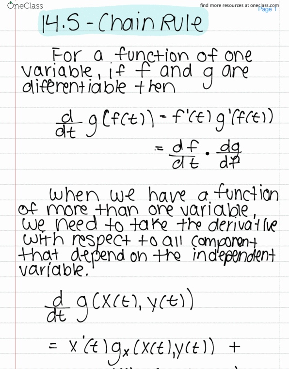 MAC-2313 Lecture 16: 14.5 - Chain Rule thumbnail