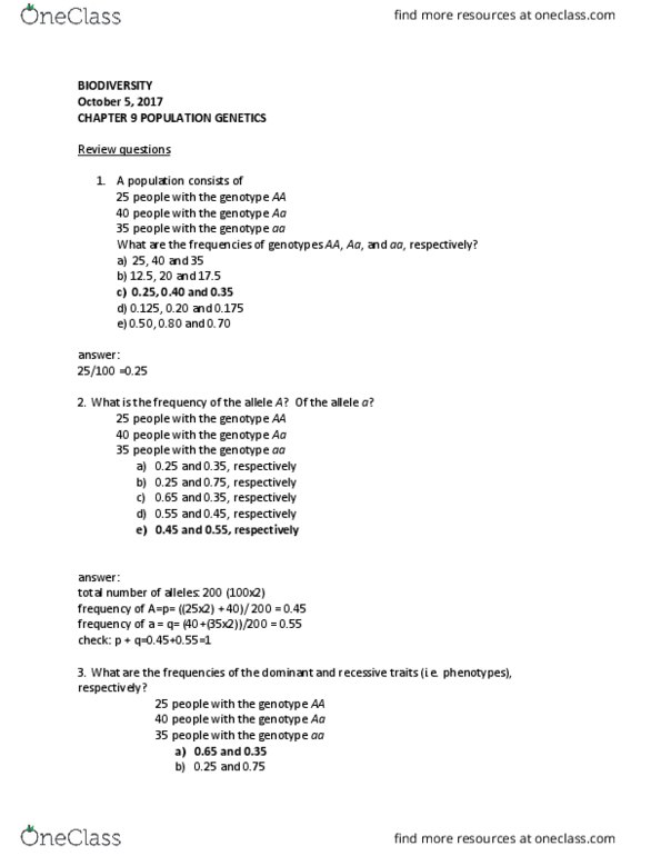 NATS 1940 Lecture Notes - Lecture 1: Genotype Frequency, Allele Frequency, Genetic Drift thumbnail