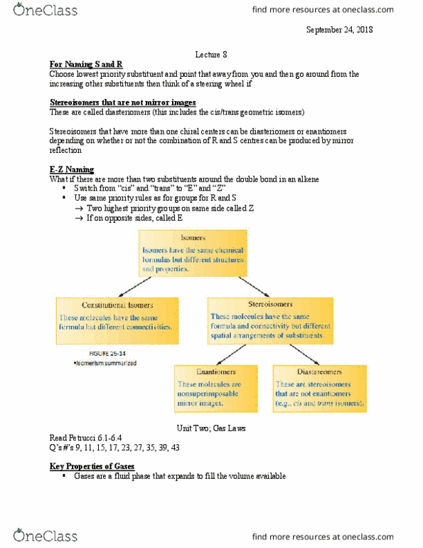 CHEM 112 Lecture Notes - Lecture 8: Substituent, Alkene, Molar Volume thumbnail