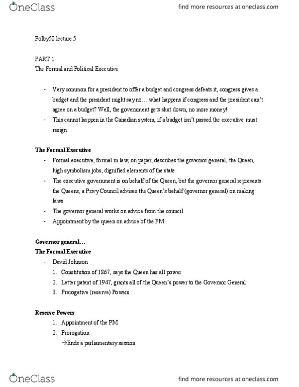 POLB50Y3 Lecture Notes - Lecture 5: Letters Patent, Pierre Trudeau thumbnail