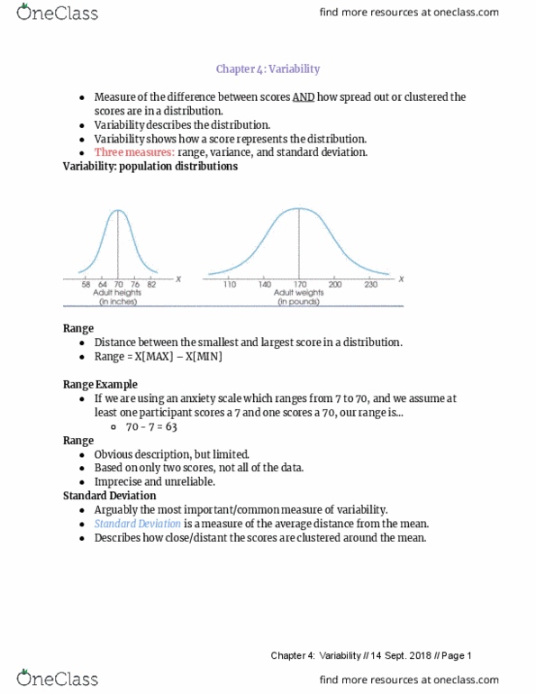 PSY 200 Lecture Notes - Lecture 4: Standard Deviation, Statistical Parameter thumbnail