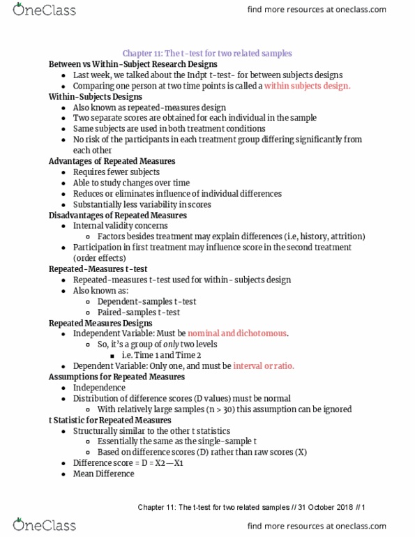 PSY 200 Lecture Notes - Lecture 11: Mean Absolute Difference, Internal Validity, Variance thumbnail