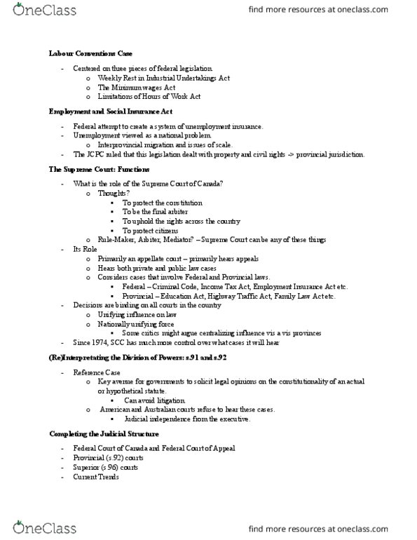 POLS 3130 Lecture Notes - Lecture 5: Judiciary Of Australia, Family Law, Unemployment Benefits thumbnail