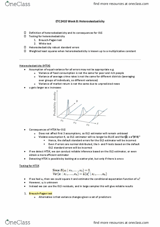 ETC2410 Lecture Notes - Lecture 8: Heteroscedasticity, Conditional Expectation, Scatter Plot thumbnail