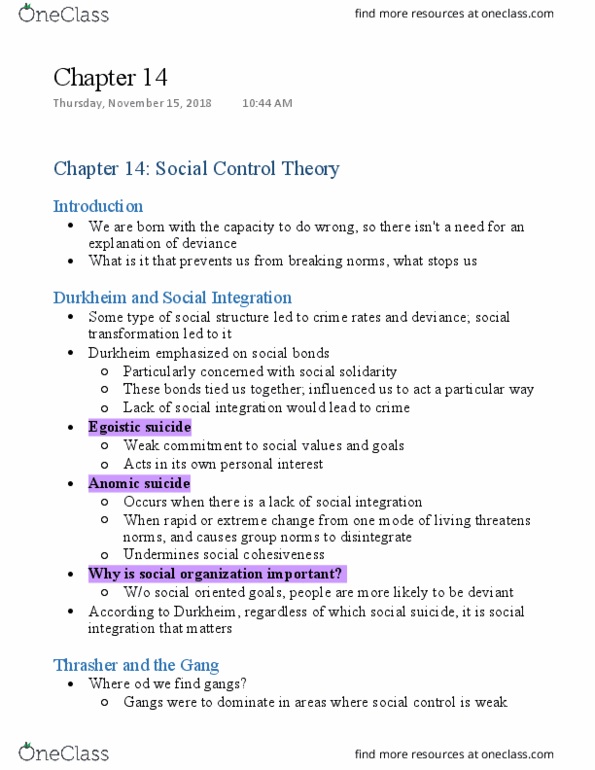LS227 Lecture Notes - Lecture 10: Social Control Theory, Control Theory, Social Control thumbnail