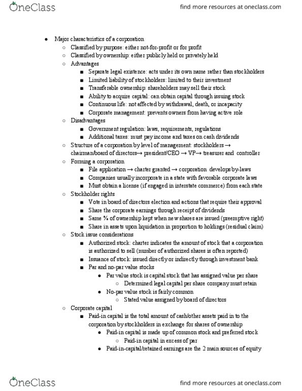 ACCT207 Lecture Notes - Lecture 10: Preferred Stock, Common Stock, Retained Earnings thumbnail