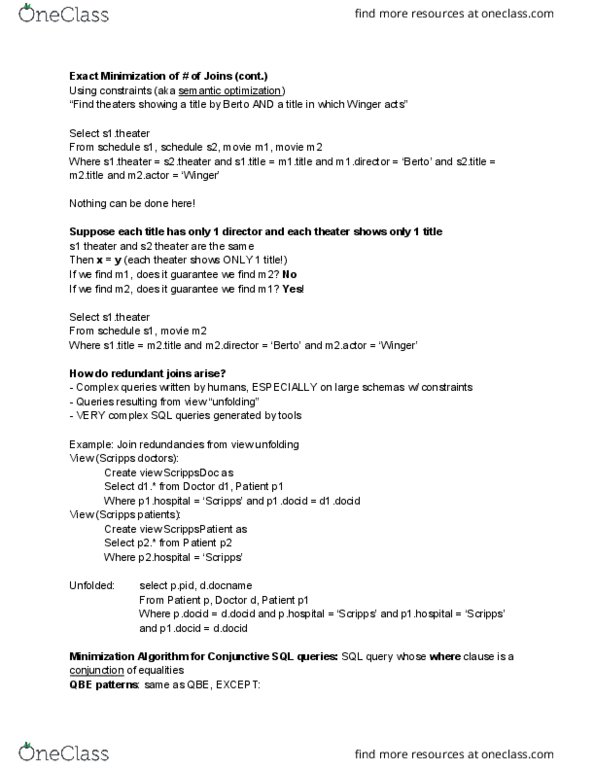 CSE 132A Lecture Notes - Lecture 12: Query Optimization, Data Structure, Referential Integrity thumbnail