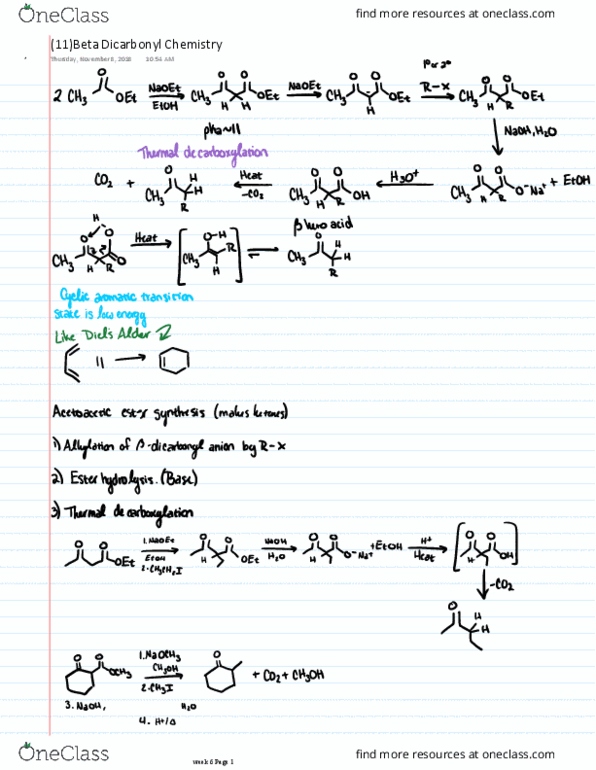 CHEM 40C Lecture 11: Beta Dicarbonyl Chemistry thumbnail