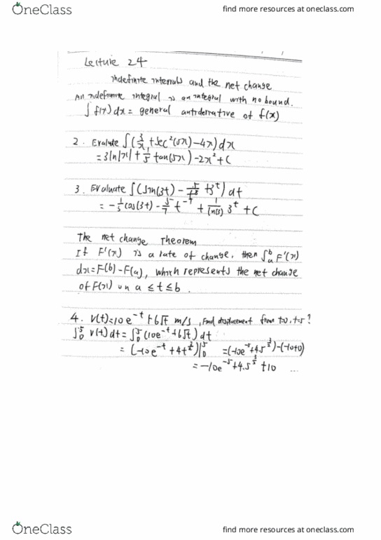 MATH 1131Q Lecture 24: Indefinite integrals and the net change theorem cover image