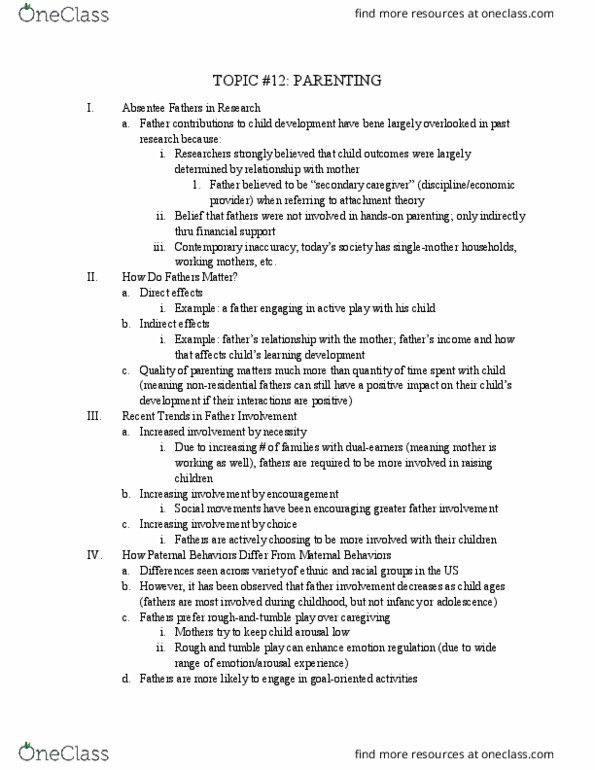 HDE 100A Lecture Notes - Lecture 12: Attachment Theory thumbnail