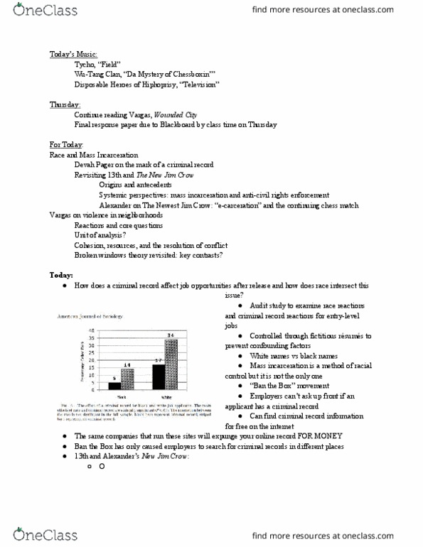 L40 SOC 2020 Lecture Notes - Lecture 23: The New Jim Crow, Broken Windows Theory, Wu-Tang Clan thumbnail