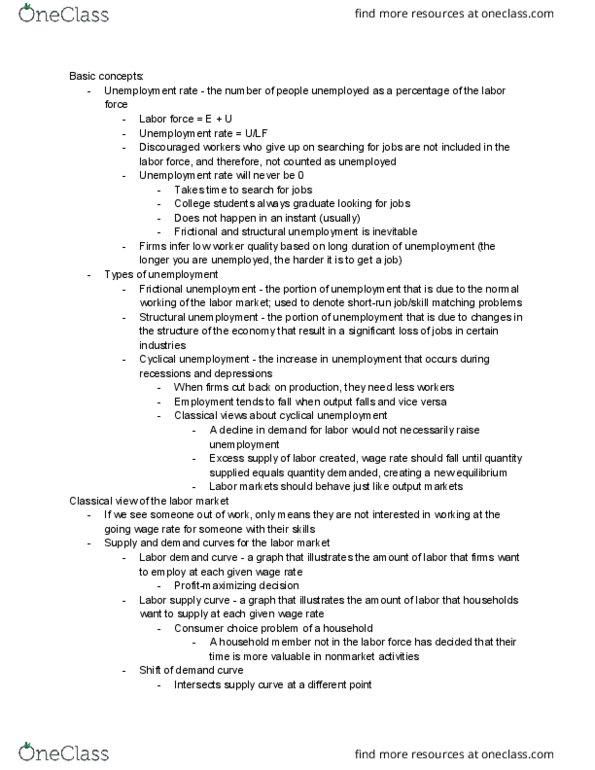 01:220:103 Chapter Notes - Chapter 13: Frictional Unemployment, Structural Unemployment, Demand Curve thumbnail