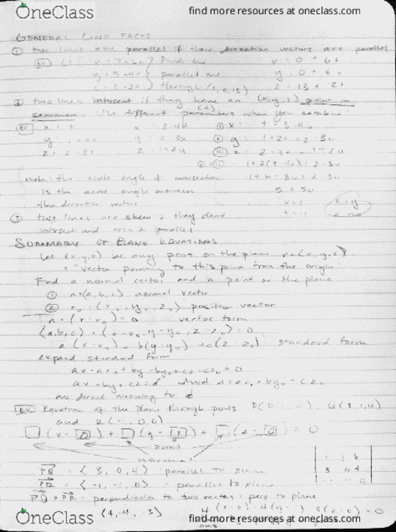 MATH 126 Lecture 5: Ch. 12.5 Lines and Planes in 3D Cont. thumbnail