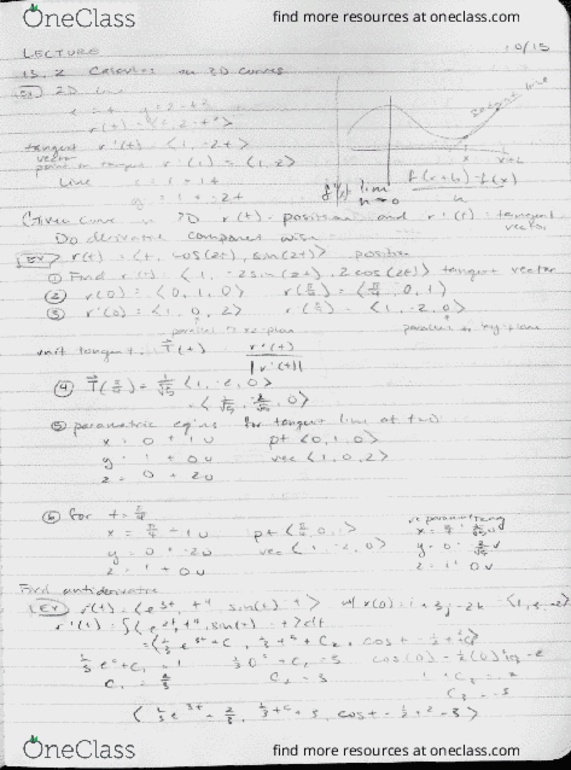 MATH 126 Lecture 8: Ch.13.2 Calculus on 3D Curves thumbnail