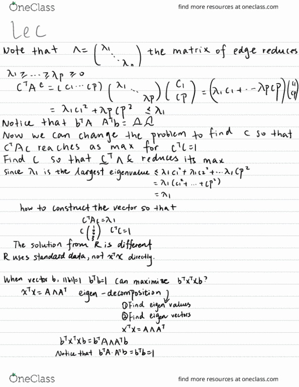 STAT 154 Lecture Notes - Lecture 24: Eigendecomposition Of A Matrix, Linear Combination, Cluster Analysis thumbnail