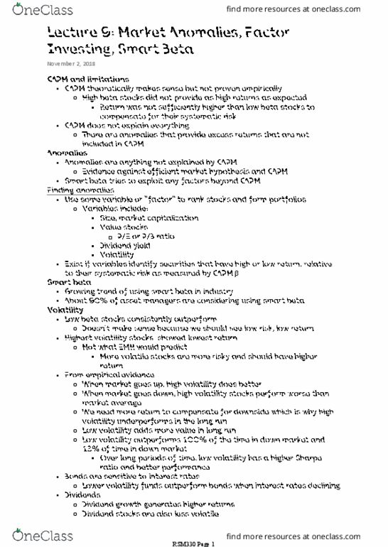 RSM330H1 Lecture 9: Lecture 9 Market Anomalies, Factor Investing, Smart Beta thumbnail