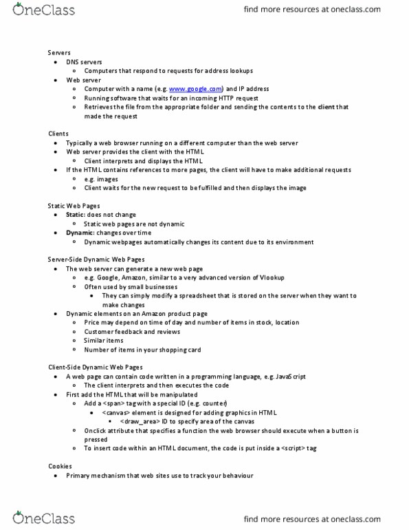 CS100 Lecture Notes - Lecture 9: Web Server, Hypertext Transfer Protocol, Query String thumbnail