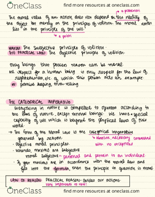 PHIL 1413 Lecture Notes - Lecture 16: Categorical Imperative, Determinism thumbnail