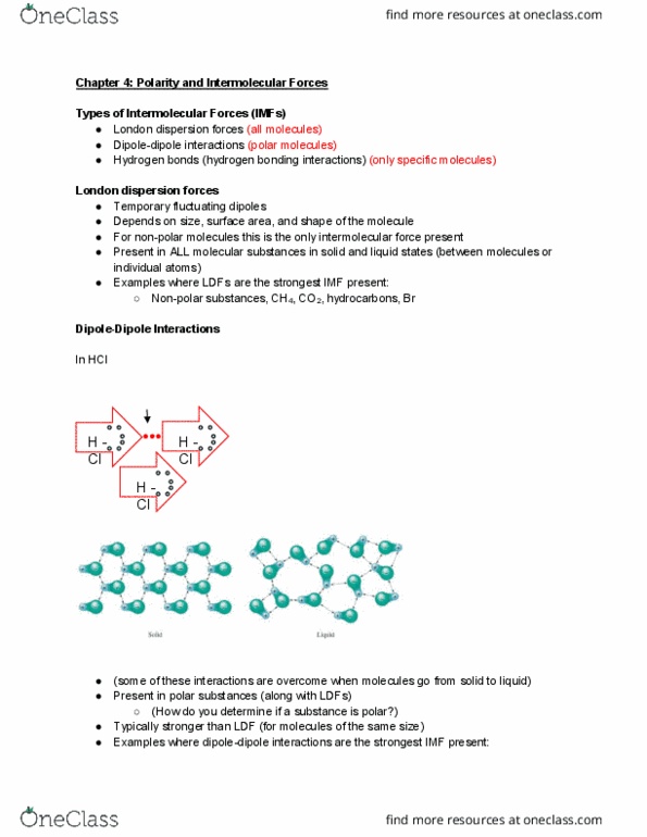 CEM 141 Lecture Notes - Lecture 32: London Dispersion Force, Intermolecular Force, Hydrogen Bond thumbnail