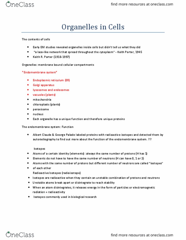 BIOB10H3 Lecture Notes - Lecture 3: Keith R. Porter, George Emil Palade, Albert Claude thumbnail