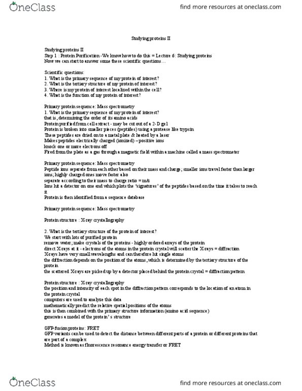 BIOB10H3 Lecture Notes - Lecture 12: X-Ray Crystallography, Sequence Database, Radiography thumbnail