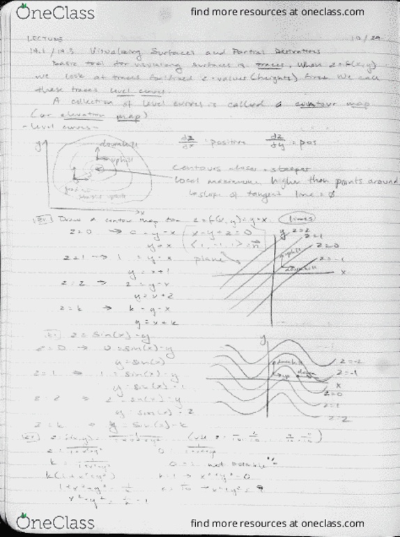 MATH 126 Lecture 13: Ch. 14.1/14.3 Visualizing Surfaces and Partial Derivatives thumbnail