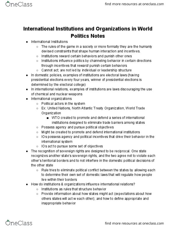GOV 312L Lecture Notes - Lecture 19: Nato, World Politics, Collective Action thumbnail