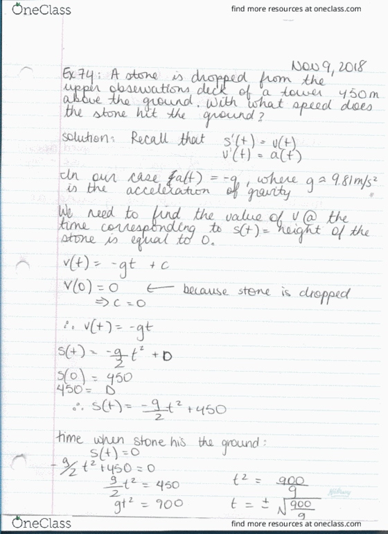 MATH 1000 Lecture 29: Math 1000 Notes November 9- Section 4.9 cover image