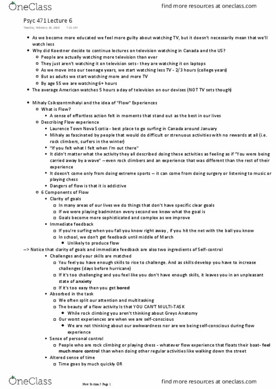 PSYC 471 Lecture Notes - Lecture 6: Mihaly Csikszentmihalyi, Multiperspectivity thumbnail