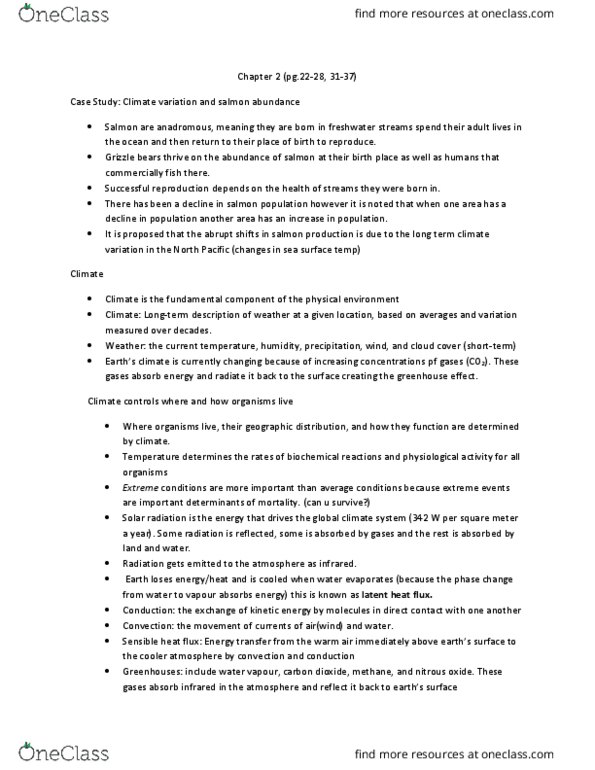 BIOB50H3 Chapter Notes - Chapter 2: Sensible Heat, Fish Migration, Cool Air thumbnail