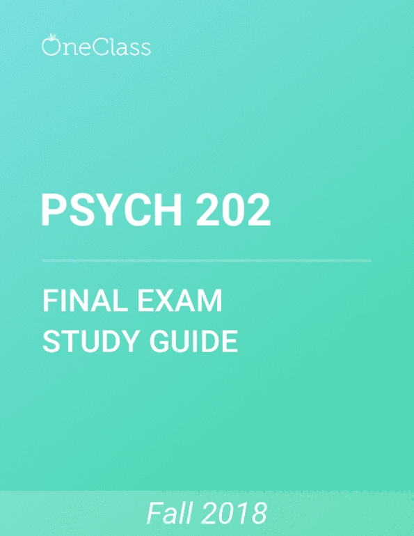 PSYCH 202 Study Guide - Comprehensive Final Exam Guide - Memory, Major ...