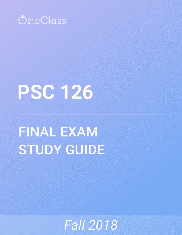 PSC 126 Study Guide Comprehensive Final Exam Guide Cardiovascular