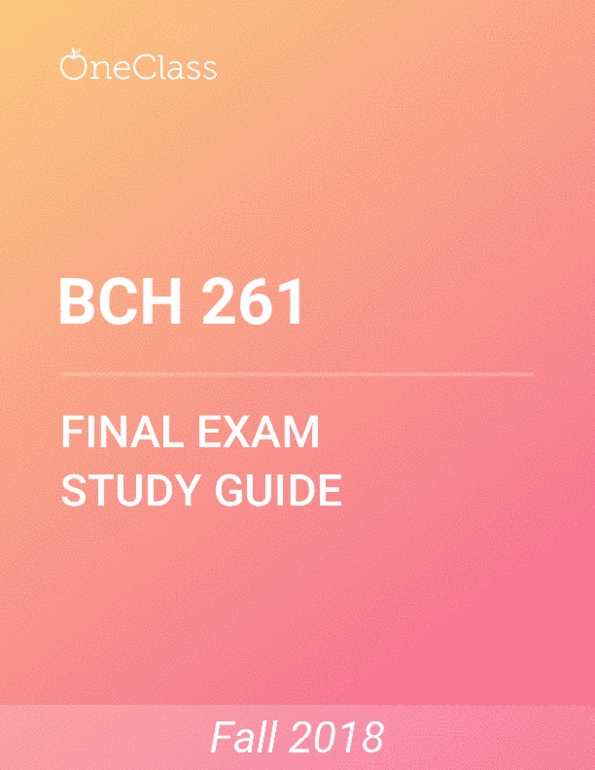 BCH 261 Study Guide Comprehensive Final Exam Guide Protein, Ryerson