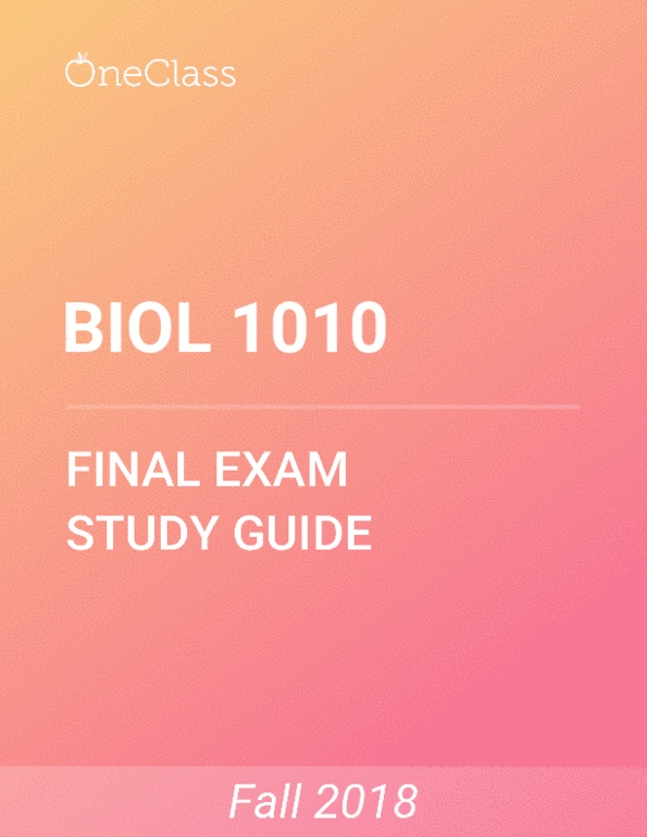 BIOL 1010 Study Guide - Comprehensive Final Exam Guide - Protein, Dna ...