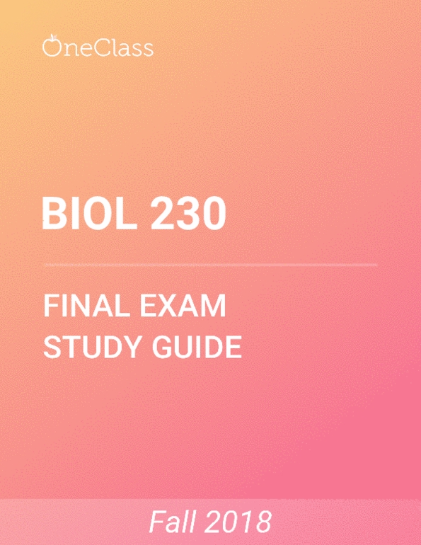 BIOL 230 Study Guide Comprehensive Final Exam Guide Btec Extended