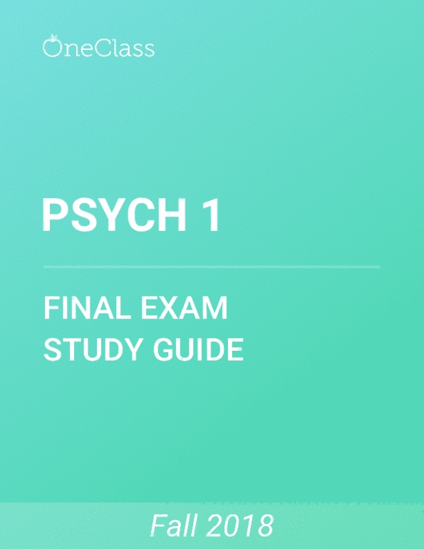 PSYCH 1 Study Guide - Comprehensive Final Exam Guide - Classical ...