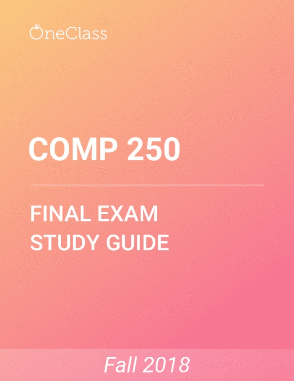 COMP 250 Study Guide - Comprehensive Final Exam Guide - Recursion ...