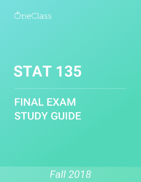 STAT 135 Study Guide - Comprehensive Final Exam Guide - Variance ...