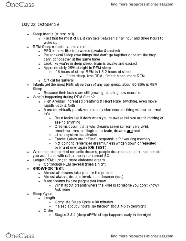 PSY-P 101 Lecture Notes - Lecture 23: Rapid Eye Movement Sleep, Non-Rapid Eye Movement Sleep, Limbic System thumbnail