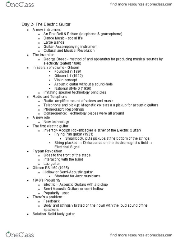 MUS-L 121 Lecture Notes - Lecture 2: Adolph Rickenbacker, Acoustic Guitar, Paul Bigsby thumbnail