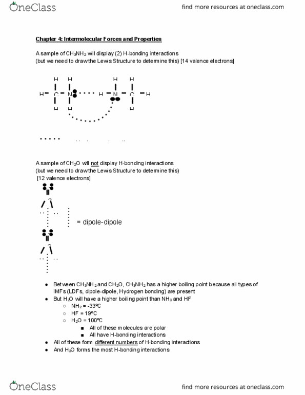 CEM 141 Lecture Notes - Lecture 33: Hydrogen Bond, Intermolecular Force, Boiling Point thumbnail