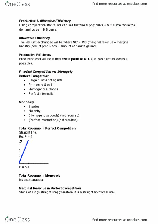 ECON 1011 Lecture Notes - Lecture 25: Marginal Revenue, Comparative Statics, Marginal Utility cover image