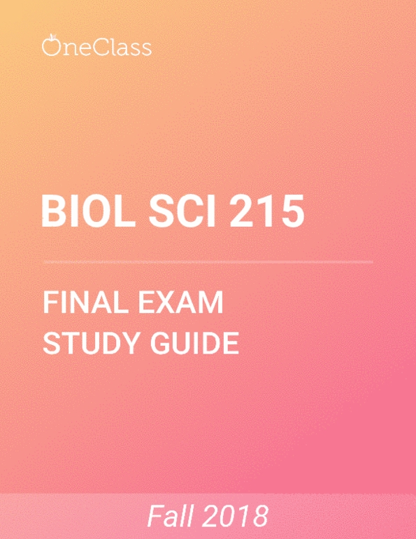 BIOL SCI 215 Study Guide Comprehensive Final Exam Guide Gene