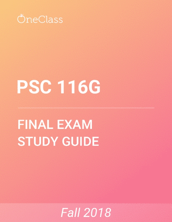 PSC 116G Study Guide Comprehensive Final Exam Guide International La... OneClass