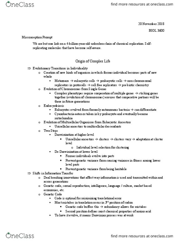 BIOL 3600 Lecture Notes - Lecture 23: Cyanobacteria, Prokaryote, Artificial Neural Network thumbnail