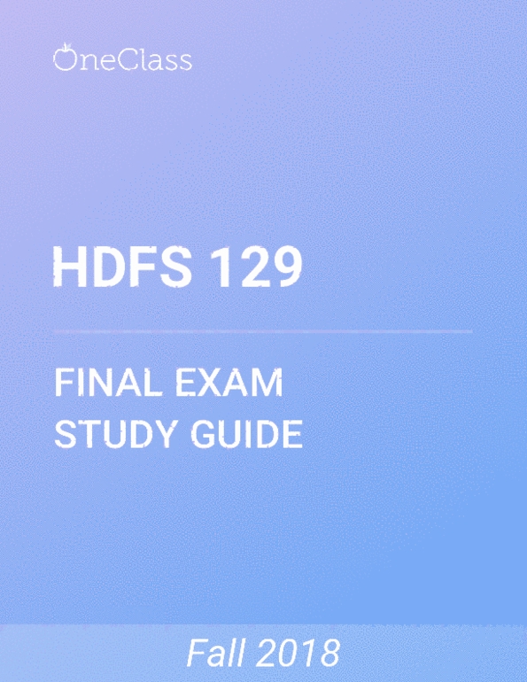 HDFS 129 Study Guide - Comprehensive Final Exam Guide - Foreclosure 