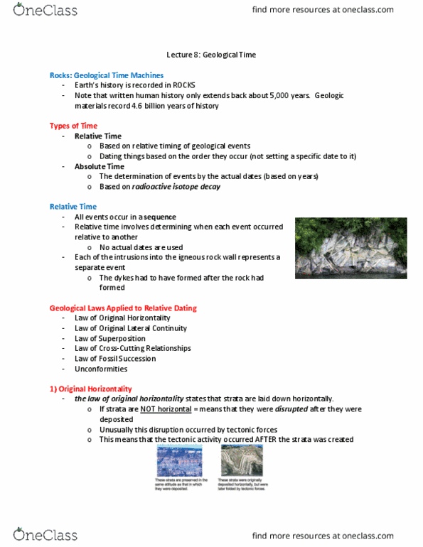 Earth Sciences 1022A/B Lecture Notes - Lecture 8: Radioactive Decay, Time Machines, Rock Records thumbnail