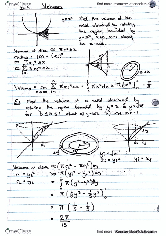 MATH 1ZA3 Lecture 32: MATH 1ZA3 Lecture : Volumes thumbnail