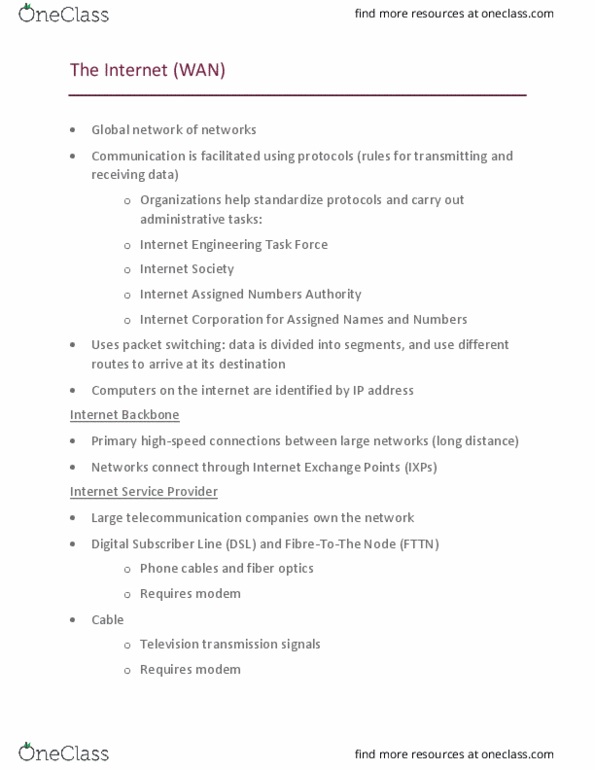 EECS 1520 Lecture Notes - Lecture 11: Internet Assigned Numbers Authority, Digital Subscriber Line, Internet Engineering Task Force thumbnail