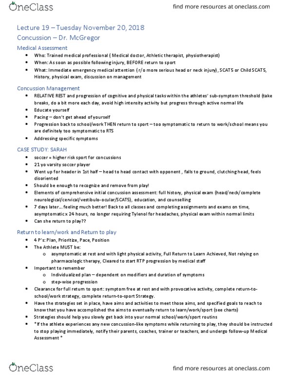 KNES 372 Lecture Notes - Lecture 19: Physical Therapy, Tylenol (Brand), The Strongest thumbnail